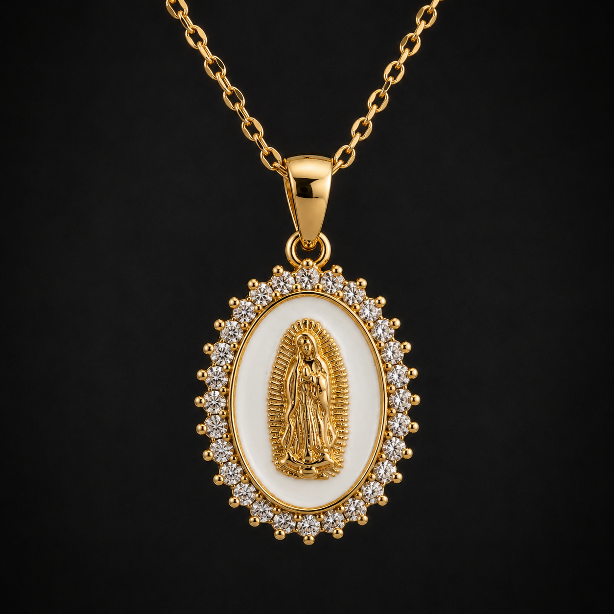 Collar Virgen de Guadalupe - Acabado Dorado Premium