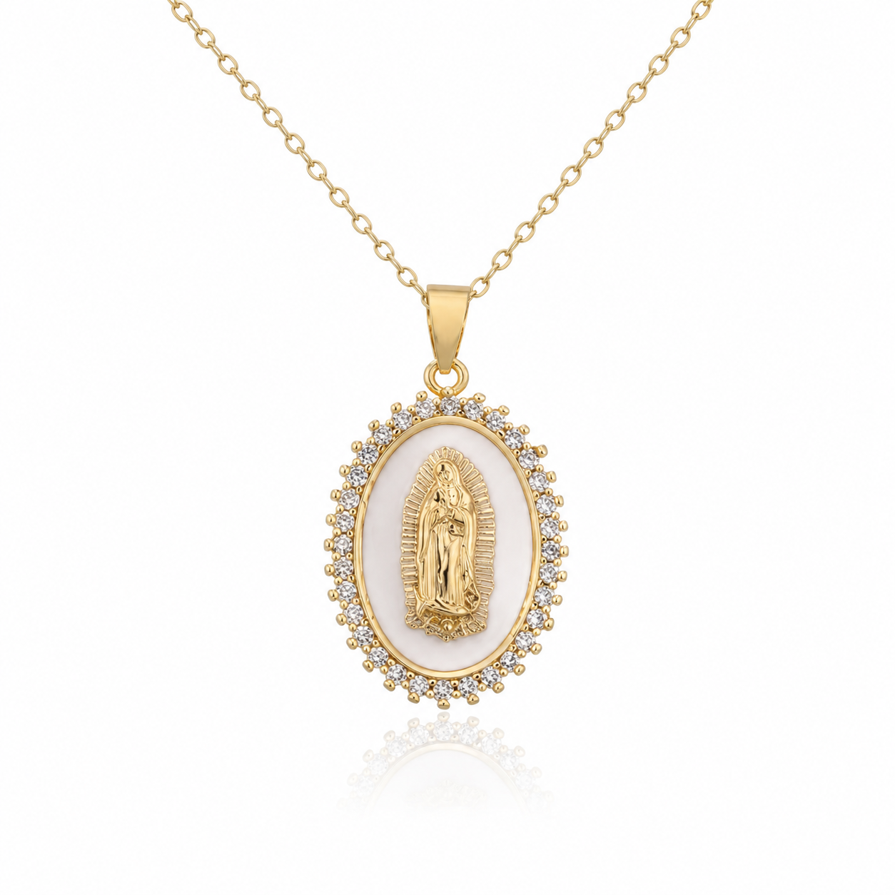 Collar Virgen de Guadalupe - Acabado Dorado Premium
